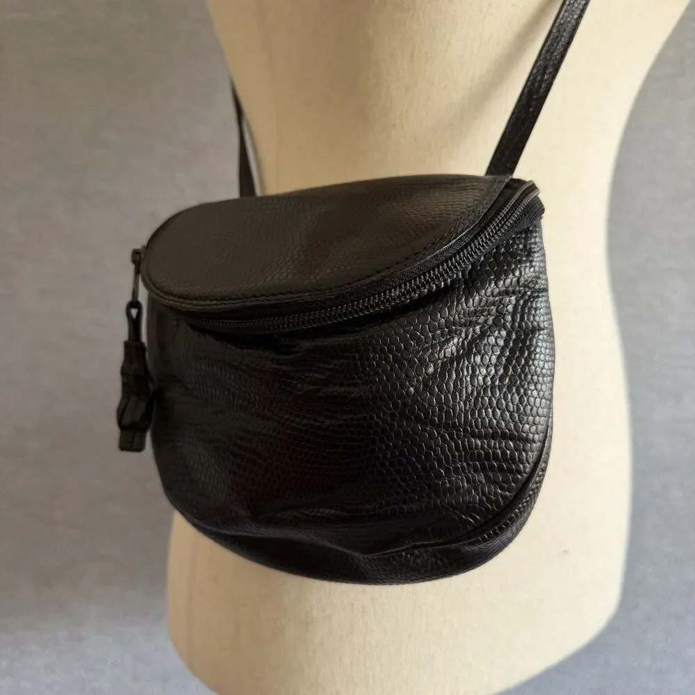 Ann Taylor Vtg Crossbody Mini Bag Lizard Reptile Embossed Leather Made in Italy